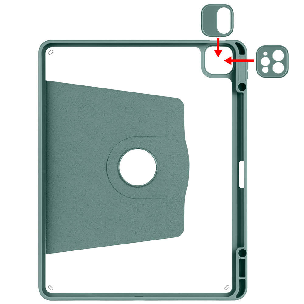 Apple iPad Air 13 2024 Case Zore Thermal Pen Compartment Rotating Stand Case Black