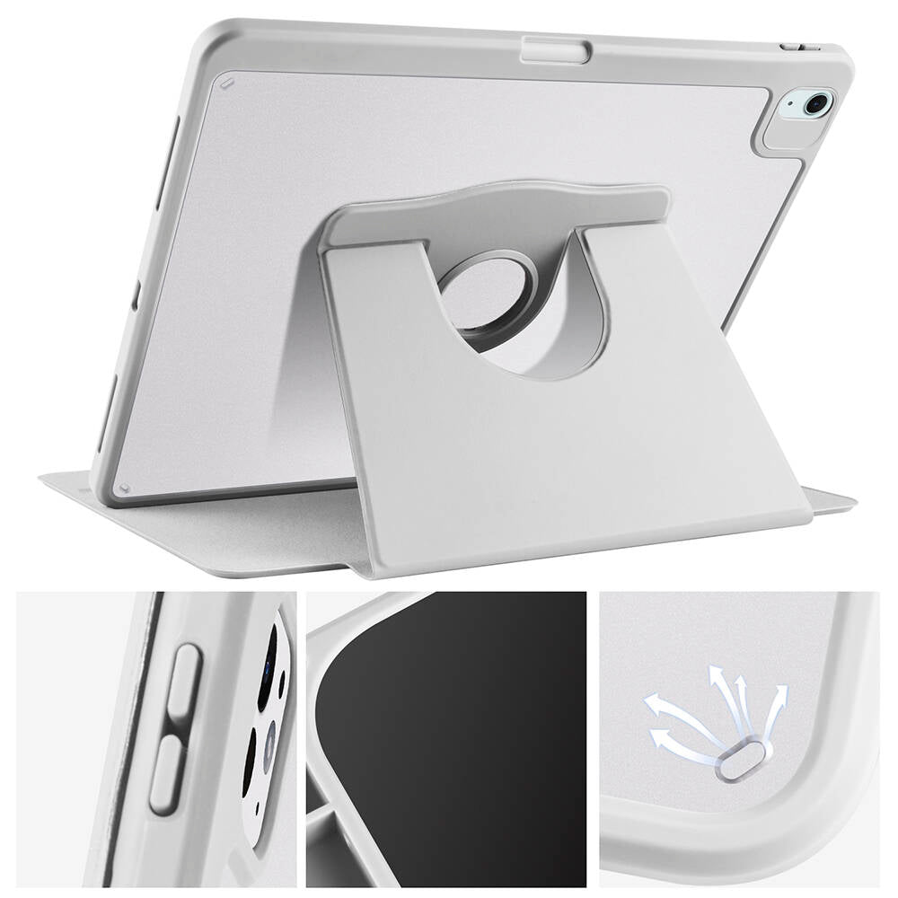 Apple iPad Air 13 2024 Case Zore Thermal Pen Compartment Rotating Stand Case Light Green