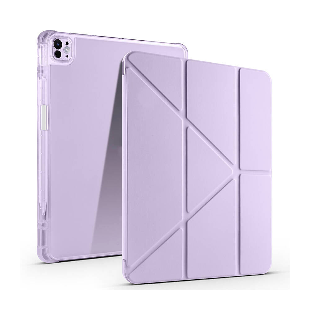 Apple iPad Air 13 2024 Case Zore Tri Folding Stand Case with Pencil Compartment Lilac