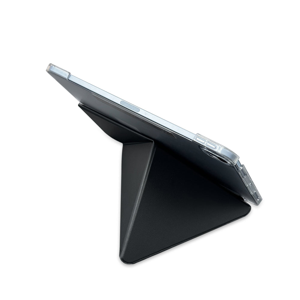 Apple iPad Air 13 2024 Raptic Clear Folio Airbagli Şeffaf Kapaklı Katlanabilir Standlı Kılıf Siyah