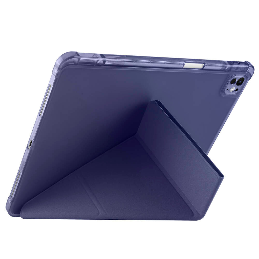 Apple iPad Air 13 2025 M3 Case Zore Tri Folding Stand Case with Pencil Compartment Blue