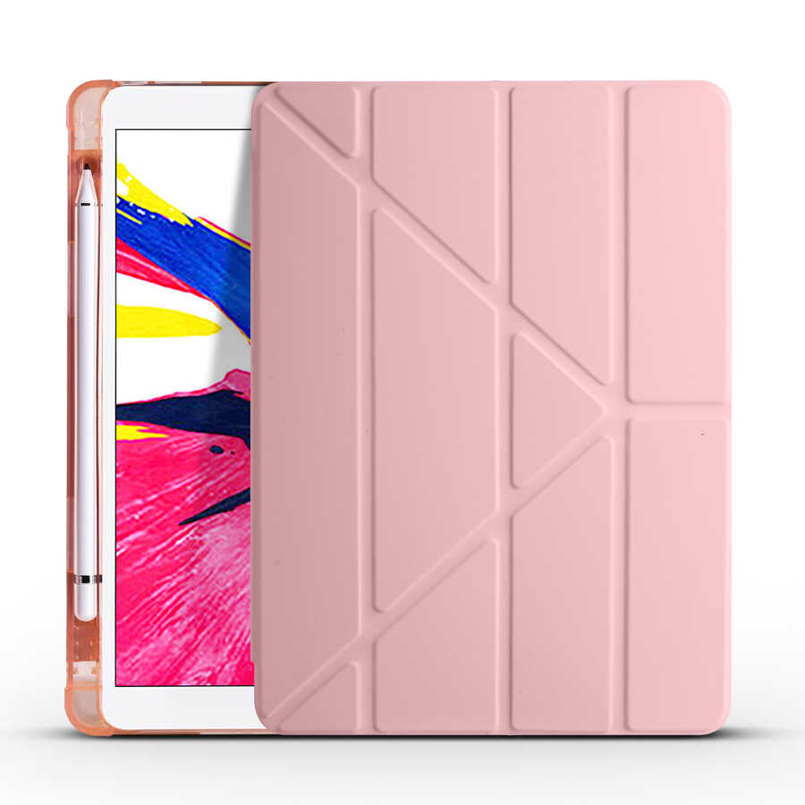 Apple iPad Pro 10.5 (7th Generation) Case Zore Tri Folding Stand Case with Pencil Compartment Gray
