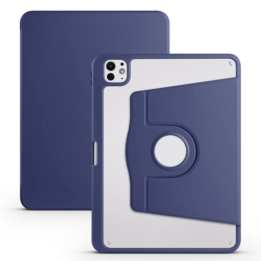 Apple iPad Pro 11 2024 Case Zore Thermal Pen Compartment Rotating Stand Case Navy Blue