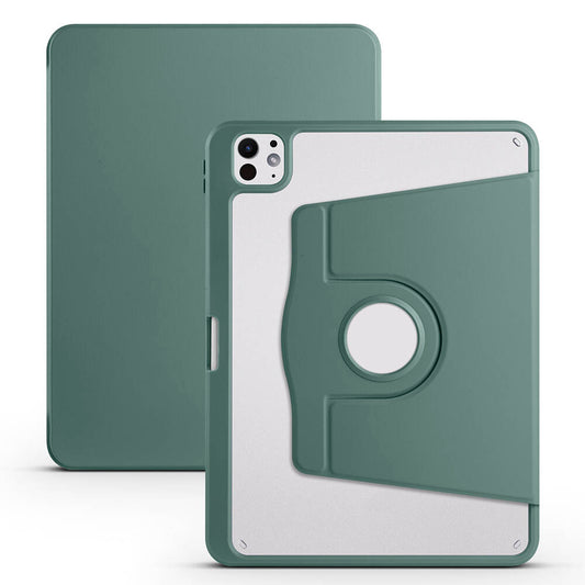 Apple iPad Pro 11 2024 Case Zore Thermal Pen Compartment Rotating Stand Case Dark Green