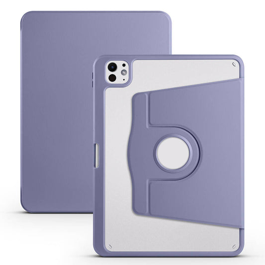 Apple iPad Pro 11 2024 Case Zore Rotating Stand Case with Thermal Pen Compartment Lavendery Gray