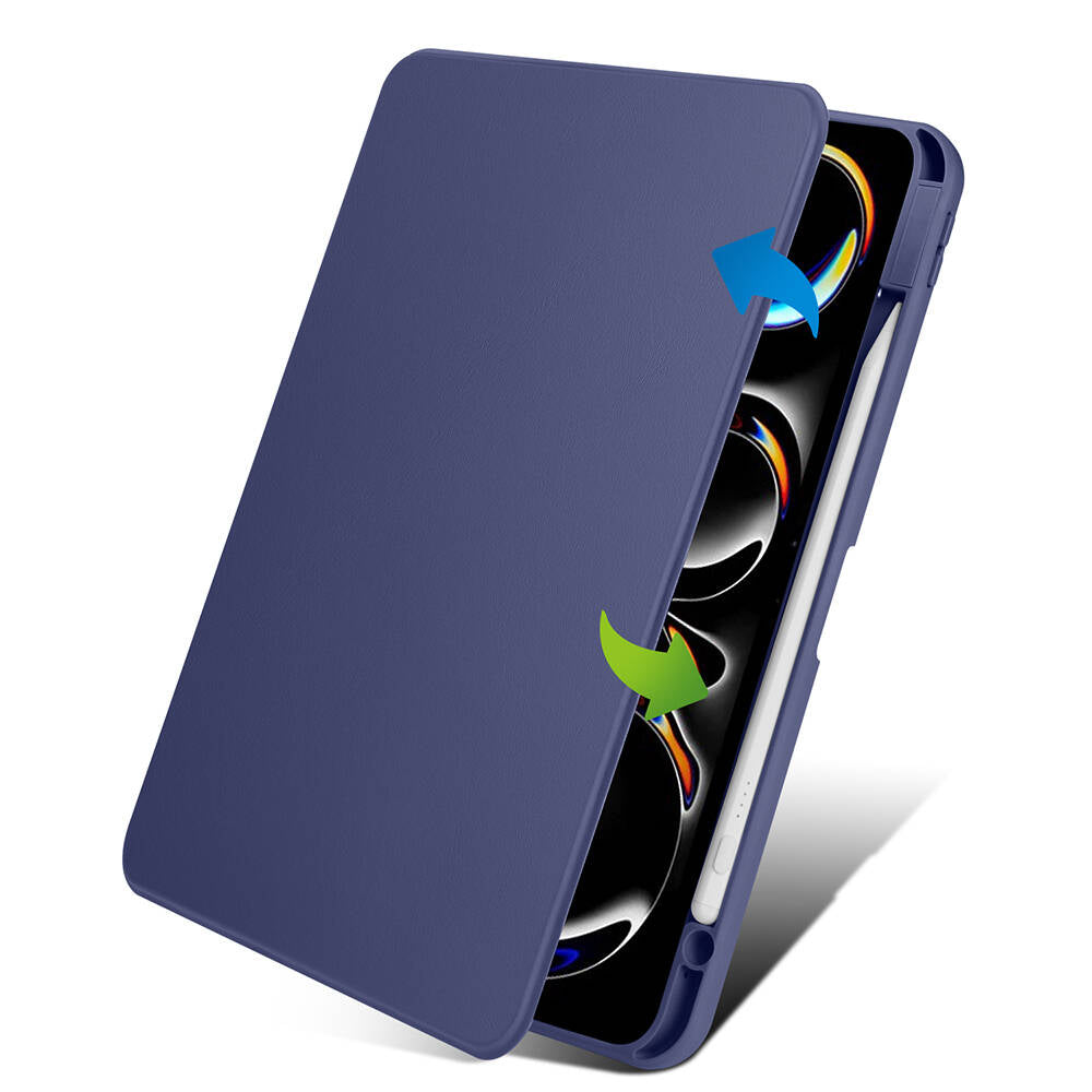 Apple iPad Pro 11 2024 Case Zore Thermal Pen Compartment Rotating Stand Case Dark Green