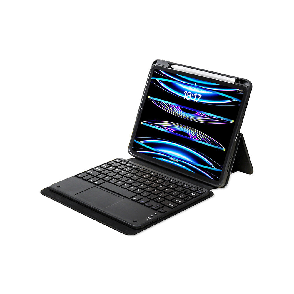 Apple iPad Pro 11 2024 Zore Border Keyboard Tablet Case with Bluetooth Connection and Keyboard Stand Black