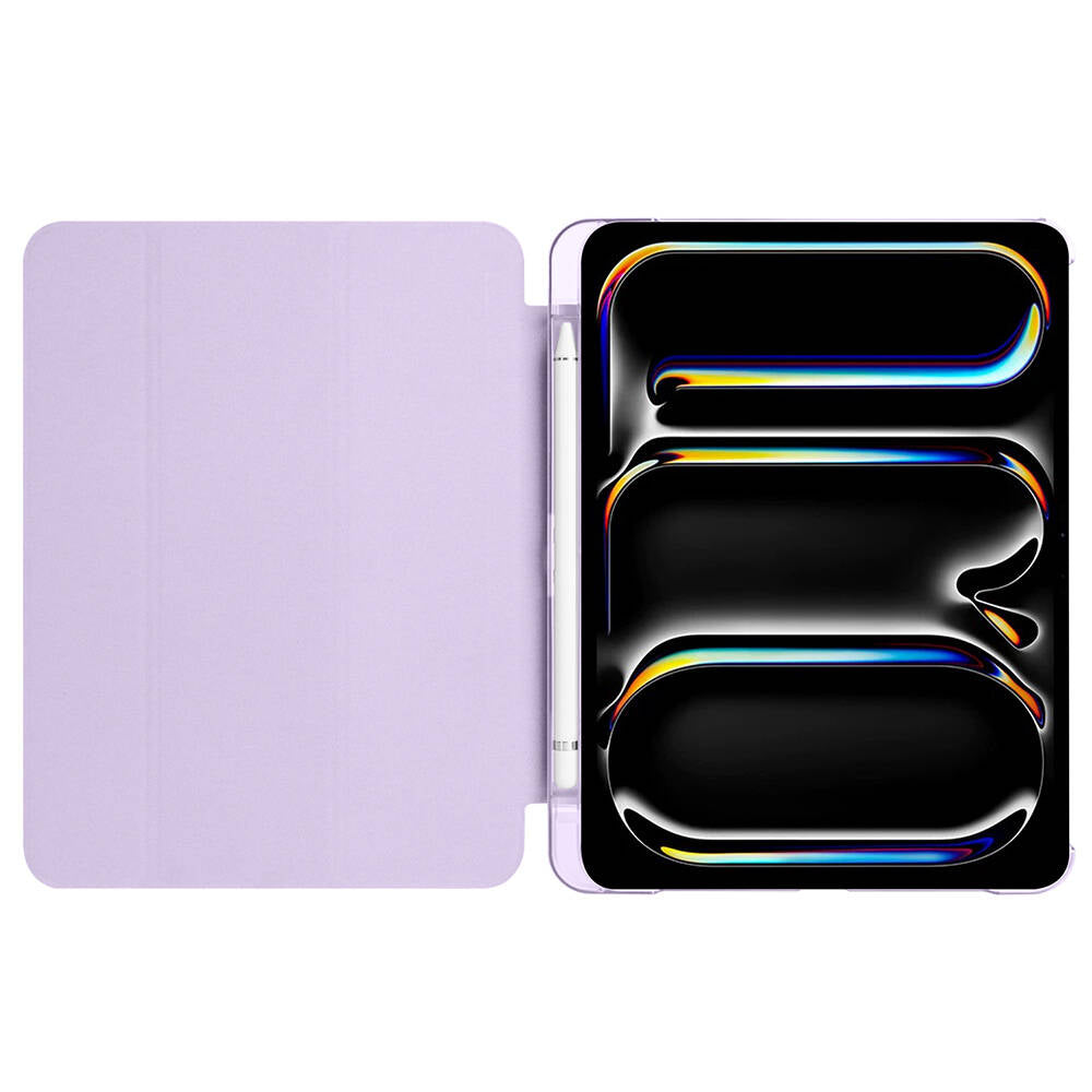 Apple iPad Pro 11 2024 Zore Smart Cover with Pencil Compartment and Stand 1-in-1 Case Lilac