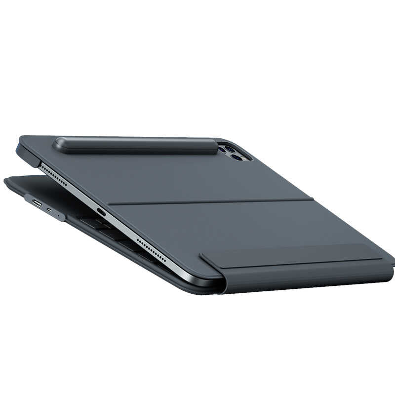 Apple iPad Pro 12.9 2020 (4.Nesil) Benks KB02 Kablosuz Klavyeli Kılıf Gri