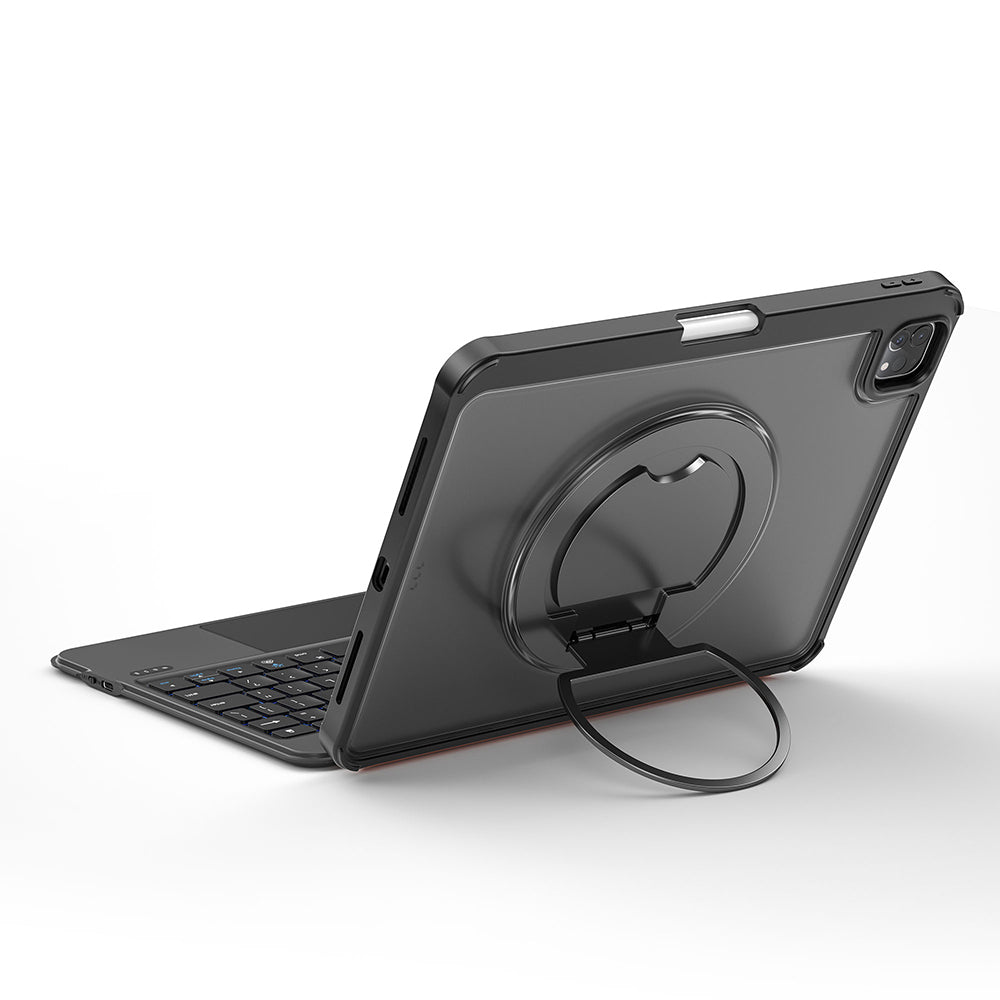 Apple iPad Pro 12.9 2020 (4.Nesil) Wiwu MK-007 Combo Pro Kalem Bölmeli Klavyeli Standlı Kılıf Siyah