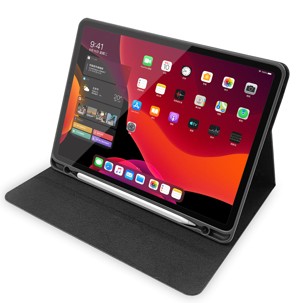 Apple iPad Pro 12.9 2020 Raptic Smartstyle Stand Case with Pencil Compartment Black