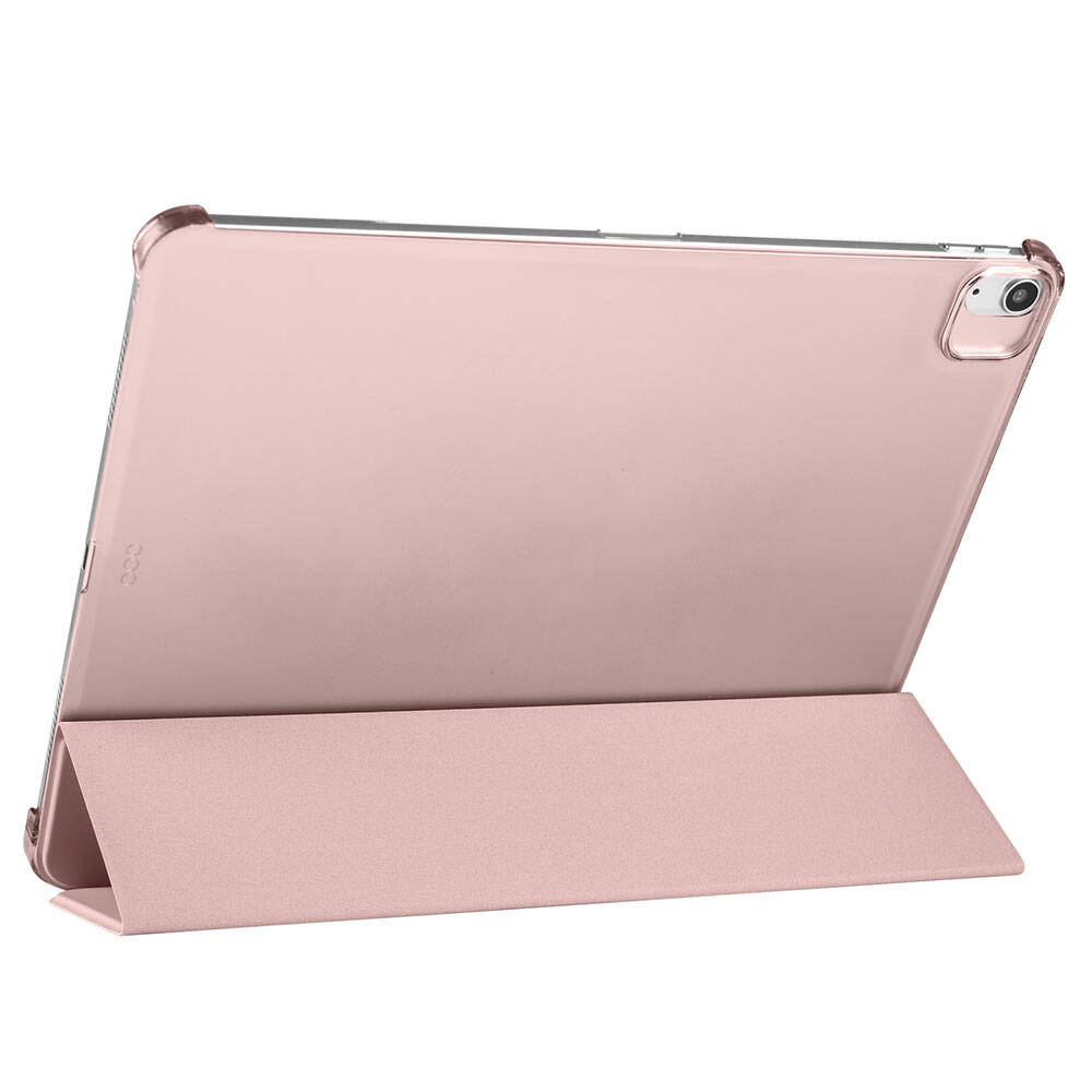 Apple iPad Pro 12.9 2022 M2 Zore Smart Cover with Pencil Compartment and Stand 1-in-1 Case Pink Dark