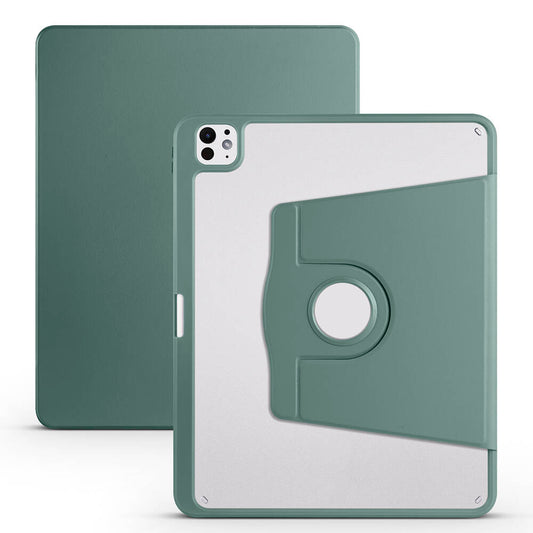 Apple iPad Pro 13 2024 Case Zore Thermal Pen Compartment Rotating Stand Case Dark Green