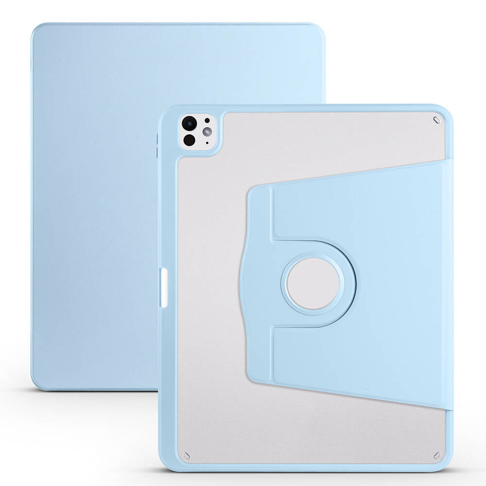 Apple iPad Pro 13 2024 Case Zore Thermal Pen Compartment Rotating Stand Case Blue