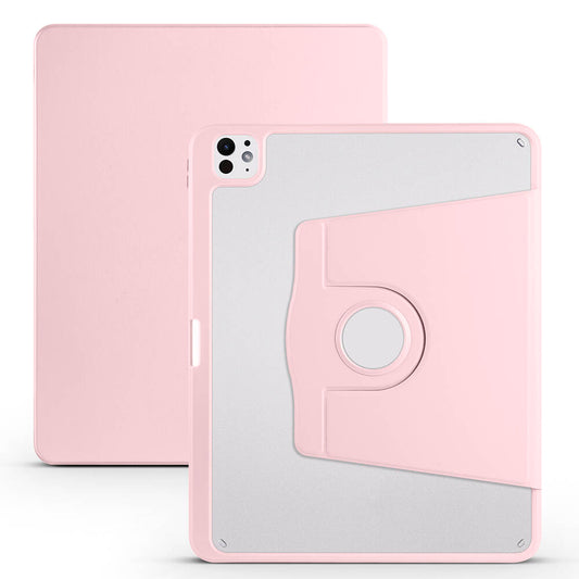 Apple iPad Pro 13 2024 Case Zore Thermal Pen Compartment Rotating Stand Case Pink