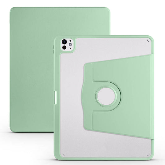 Apple iPad Pro 13 2024 Case Zore Thermal Pen Compartment Rotating Stand Case Light Green