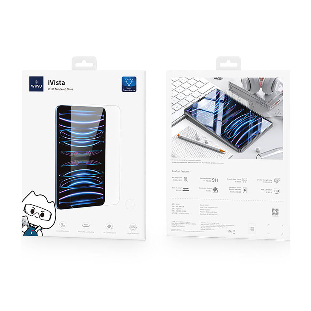 Apple iPad Pro 13 2025 M5 Wiwu Wi-GQ003 iVista Serisi Oleofobik HD Temperli Cam Ekran Koruyucu Şeffaf