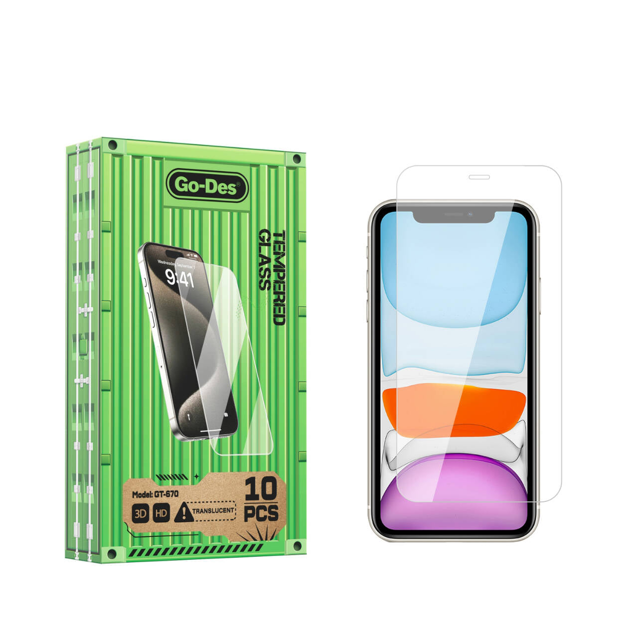 Apple iPhone 11 Go Des Anti-Fingerprint 9H Oleophobic Boom Glass Screen Protector Colorless
