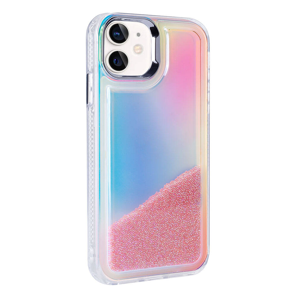 Apple iPhone 11 Airbag Case Colorful Back Surface Bead Design Zore Sand Cover Purple