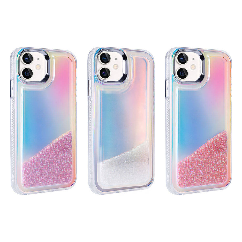 Apple iPhone 11 Case Airbag Colorful Back Surface Bead Design Zore Kumul Cover Transparent