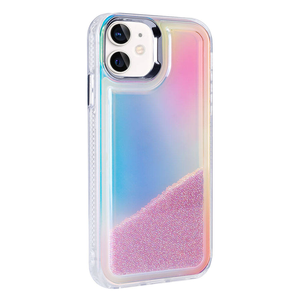 Apple iPhone 11 Case Airbag Colorful Back Surface Bead Design Zore Kumul Cover Transparent
