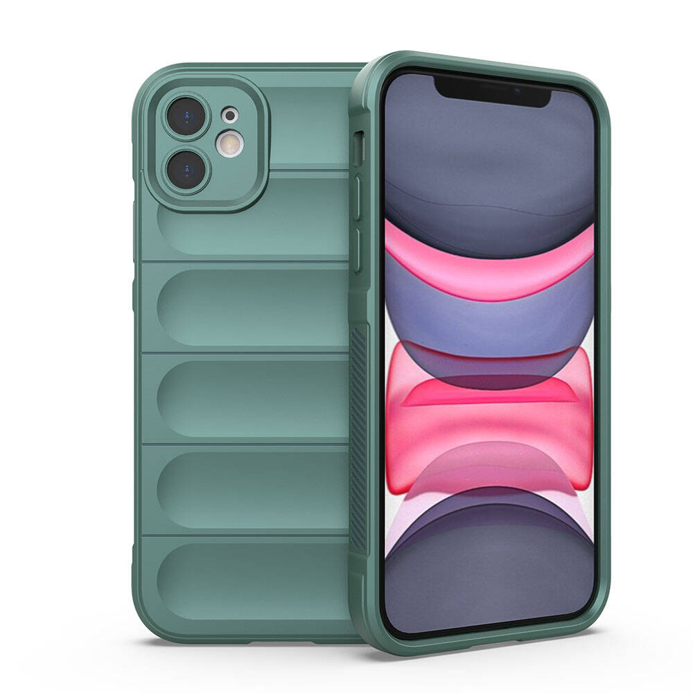 Apple iPhone 11 Case Flexible TPU Hollow Back Surface Design Zore Ethnic Silicone Cover Dark Green