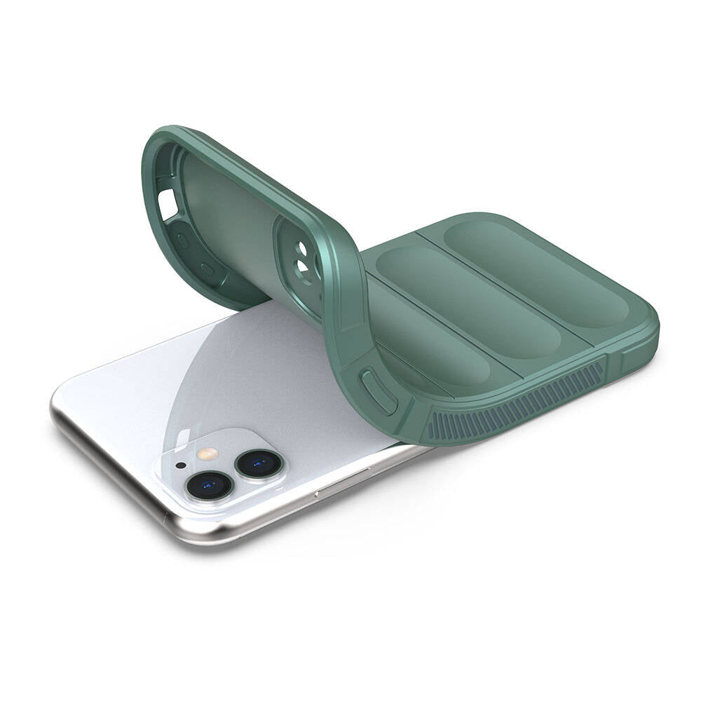 Apple iPhone 11 Case Flexible TPU Hollow Back Surface Design Zore Ethnic Silicone Cover Dark Green