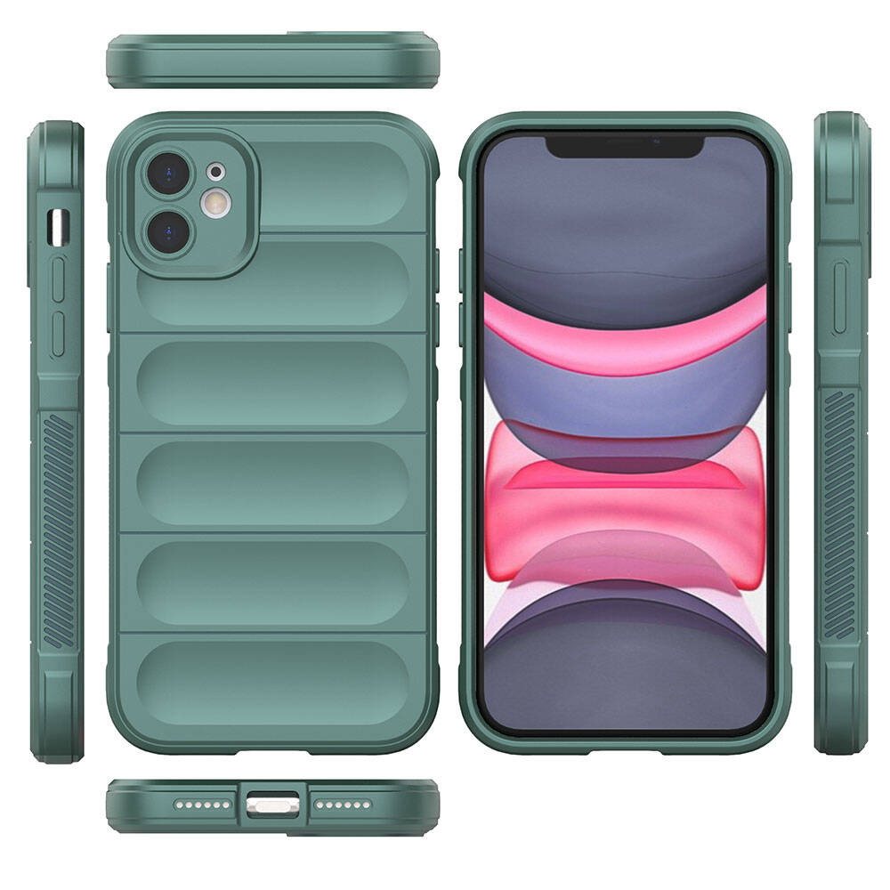 Apple iPhone 11 Case Flexible TPU Hollow Back Surface Design Zore Ethnic Silicone Cover Dark Green