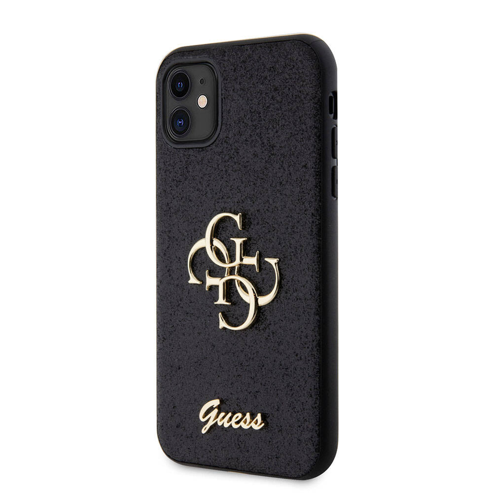 Apple iPhone 11 Case Guess Original Licensed 4G Large Metal Logo Glitter Cover Black