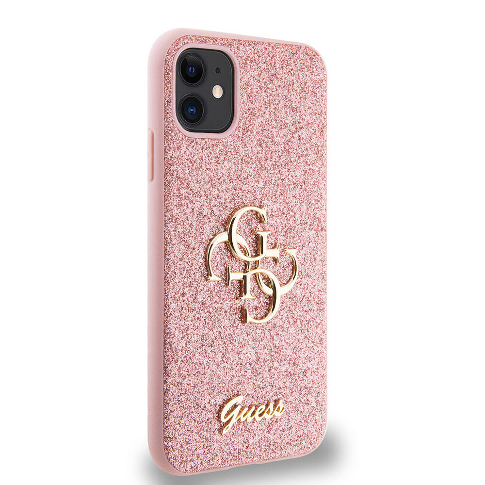 Apple iPhone 11 Case Guess Original Licensed 4G Large Metal Logo Glitter Cover Black