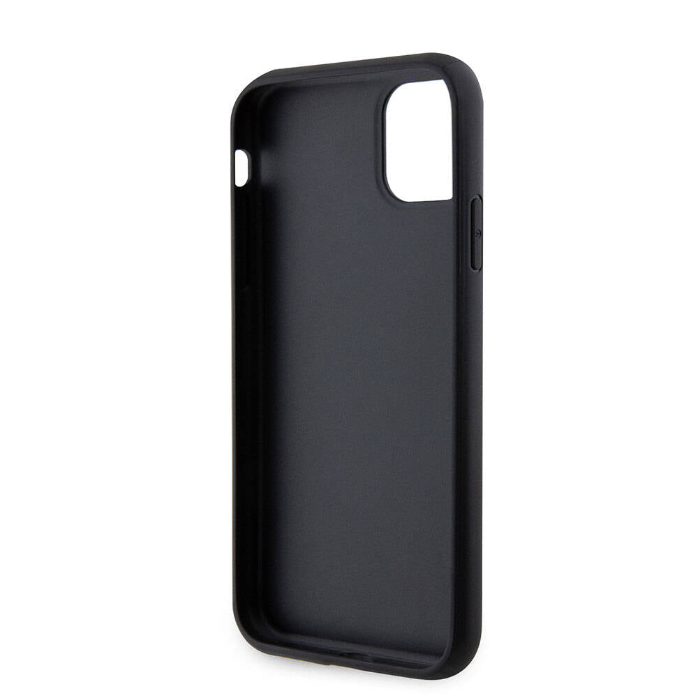 Apple iPhone 11 Case Guess Original Licensed PU Leather Stone Triangle Logo 4G Patterned Cover Black