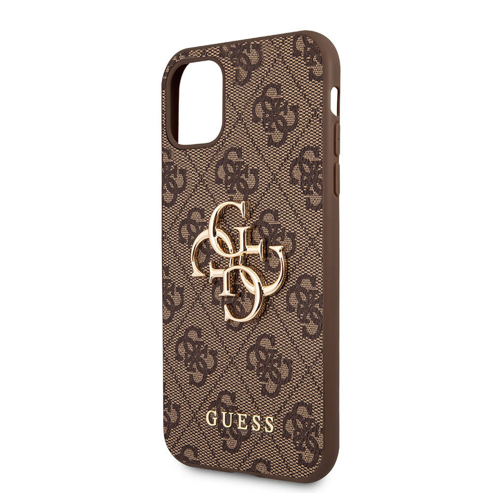 Apple iPhone 11 Case Guess PU Leather Large Metal Logo Design Cover Gray