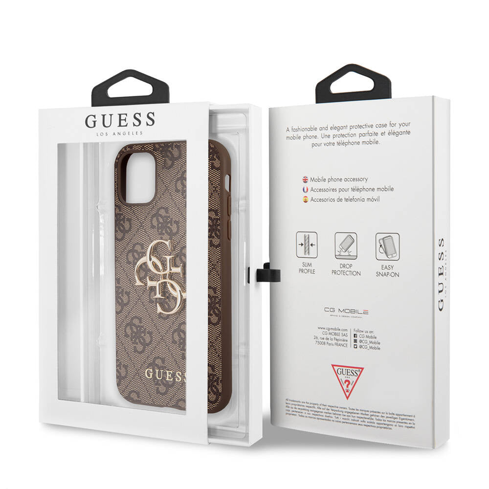 Apple iPhone 11 Case Guess PU Leather Large Metal Logo Design Cover Gray