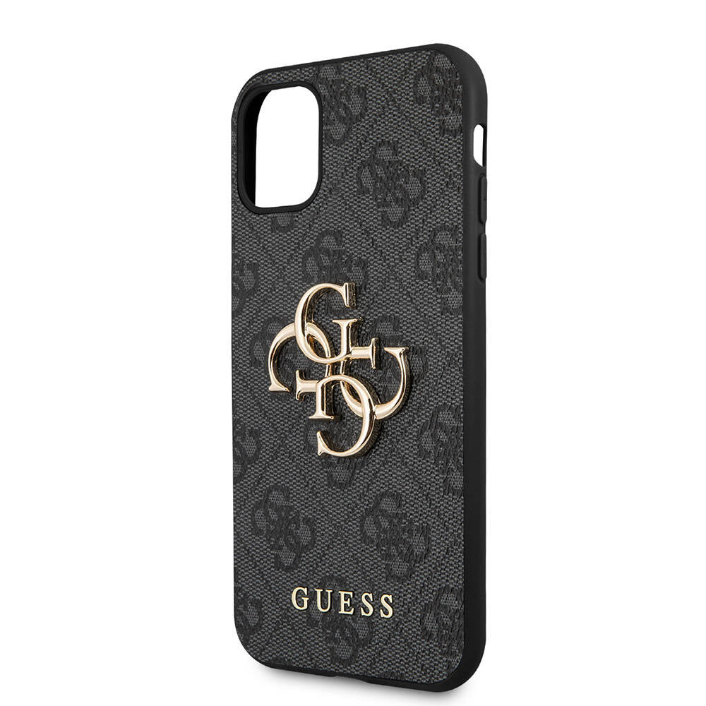 Apple iPhone 11 Case Guess PU Leather Large Metal Logo Design Cover Brown