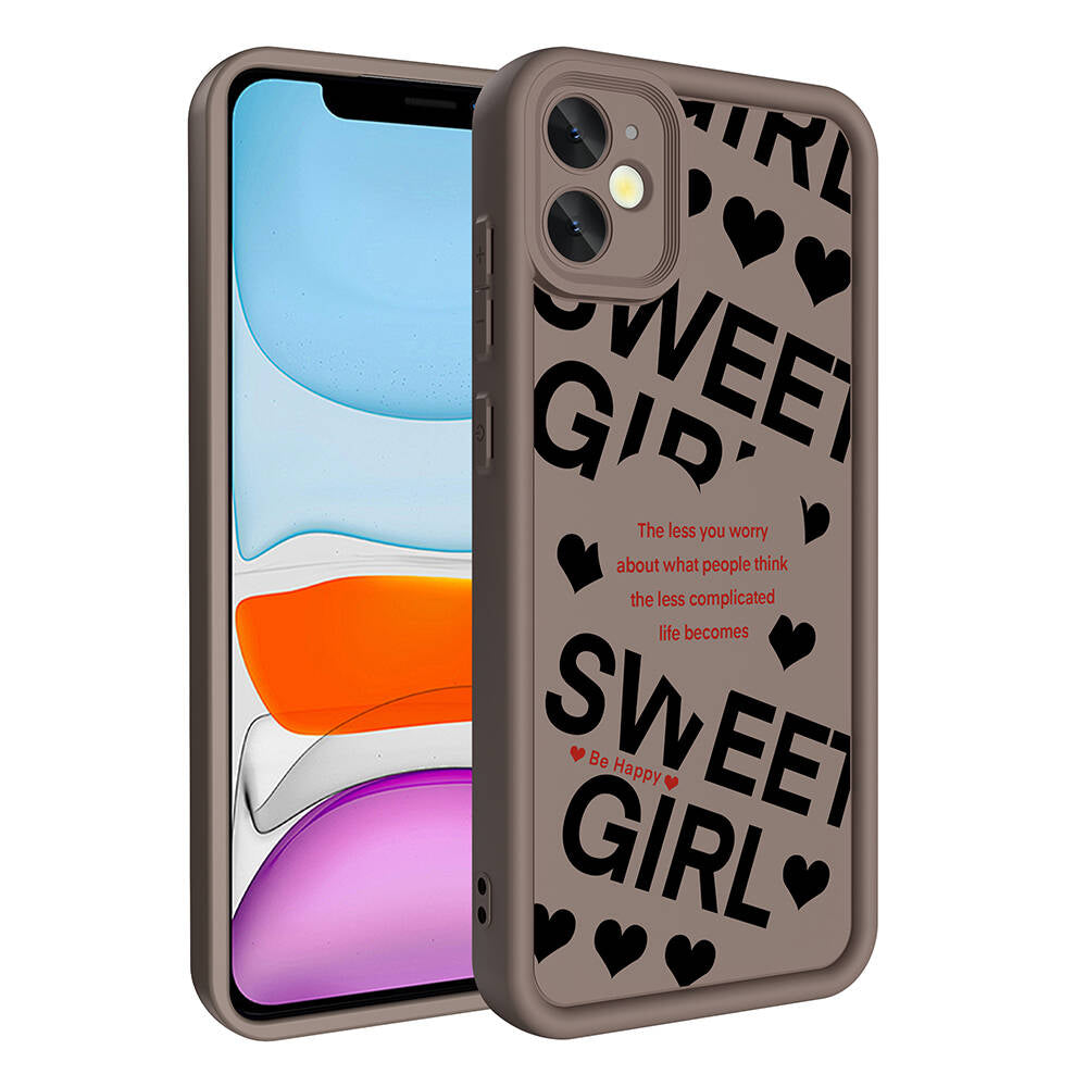Apple iPhone 11 Case Camera Protection Printed Back Surface Zore Classy Cover Black