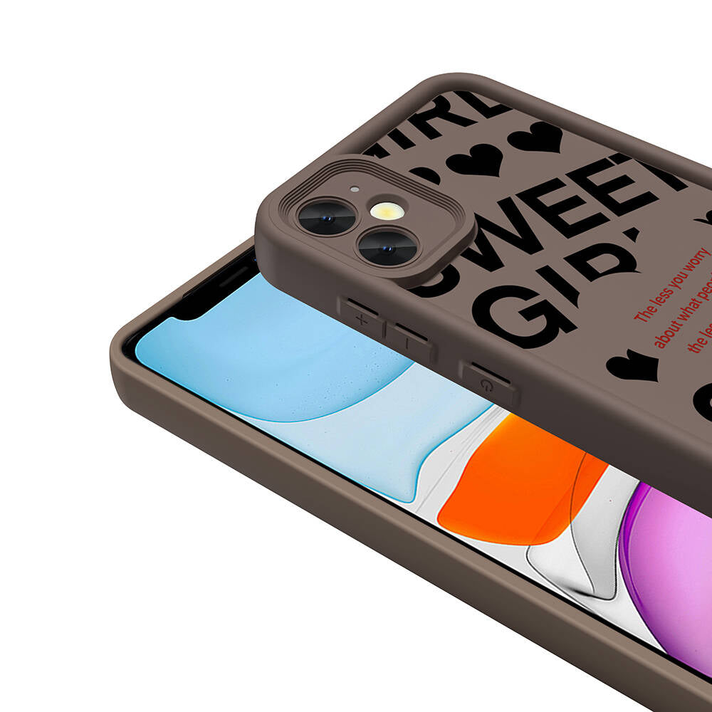 Apple iPhone 11 Case Camera Protection Printed Back Surface Zore Classy Cover Black