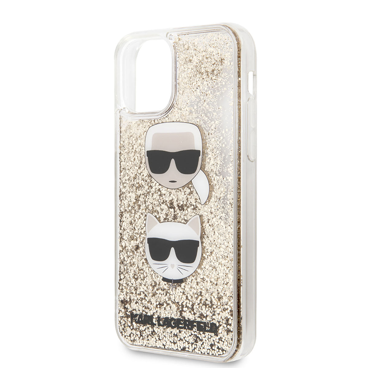 Apple iPhone 11 Case Karl Lagerfeld Liquid Glitter K&C Head Design Cover Gold