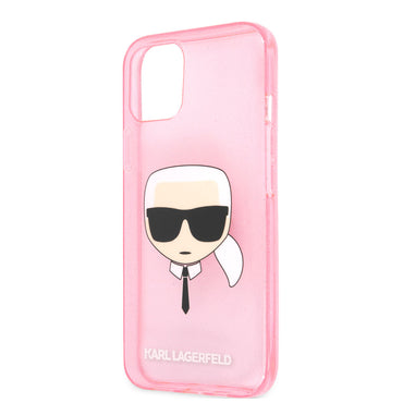 Apple iPhone 11 Kılıf Karl Lagerfeld Transparan Karl Head Dizayn Kapak Pembe
