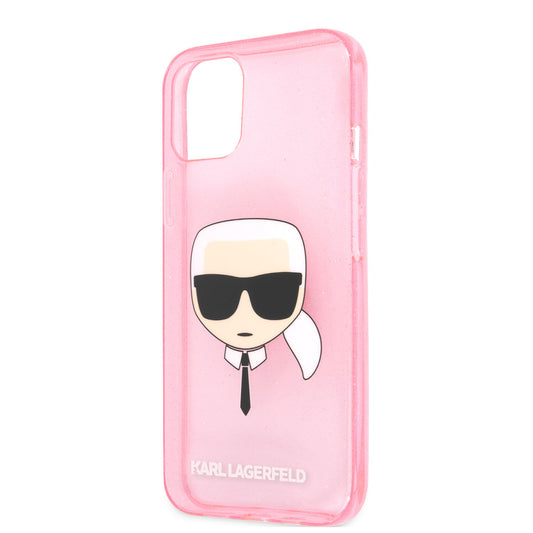 Apple iPhone 11 Kılıf Karl Lagerfeld Transparan Karl Head Dizayn Kapak Pembe