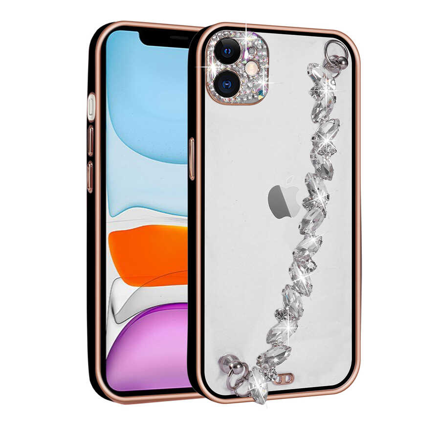 Apple iPhone 11 Kılıf Taş Süslemeli Kamera Korumalı El Tutamaçlı Zore Blazer Kapak