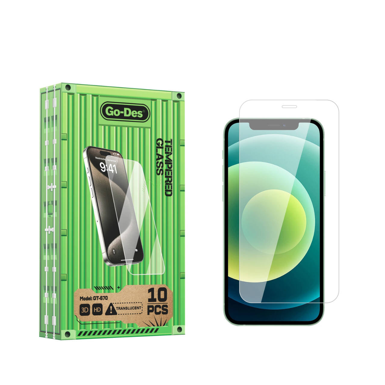 Apple iPhone 12 Go Des Anti-Fingerprint 9H Oleophobic Boom Glass Screen Protector Colorless