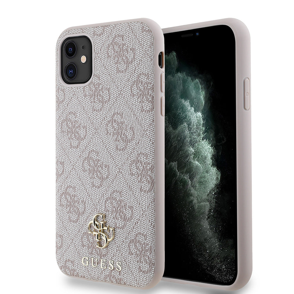 Apple iPhone 12 Case Guess Original Licensed M-safe Charging Feature Small 4G Classic Cover Pink