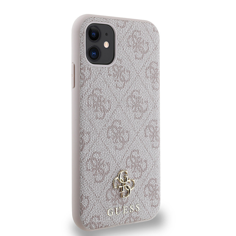 Apple iPhone 12 Case Guess Original Licensed M-safe Charging Feature Small 4G Classic Cover Pink