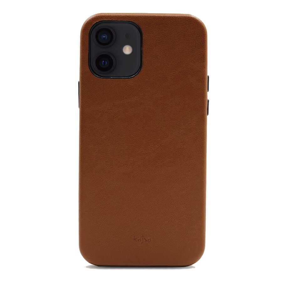 Apple iPhone 12 Case Kajsa Crazy Horse Cover Brown