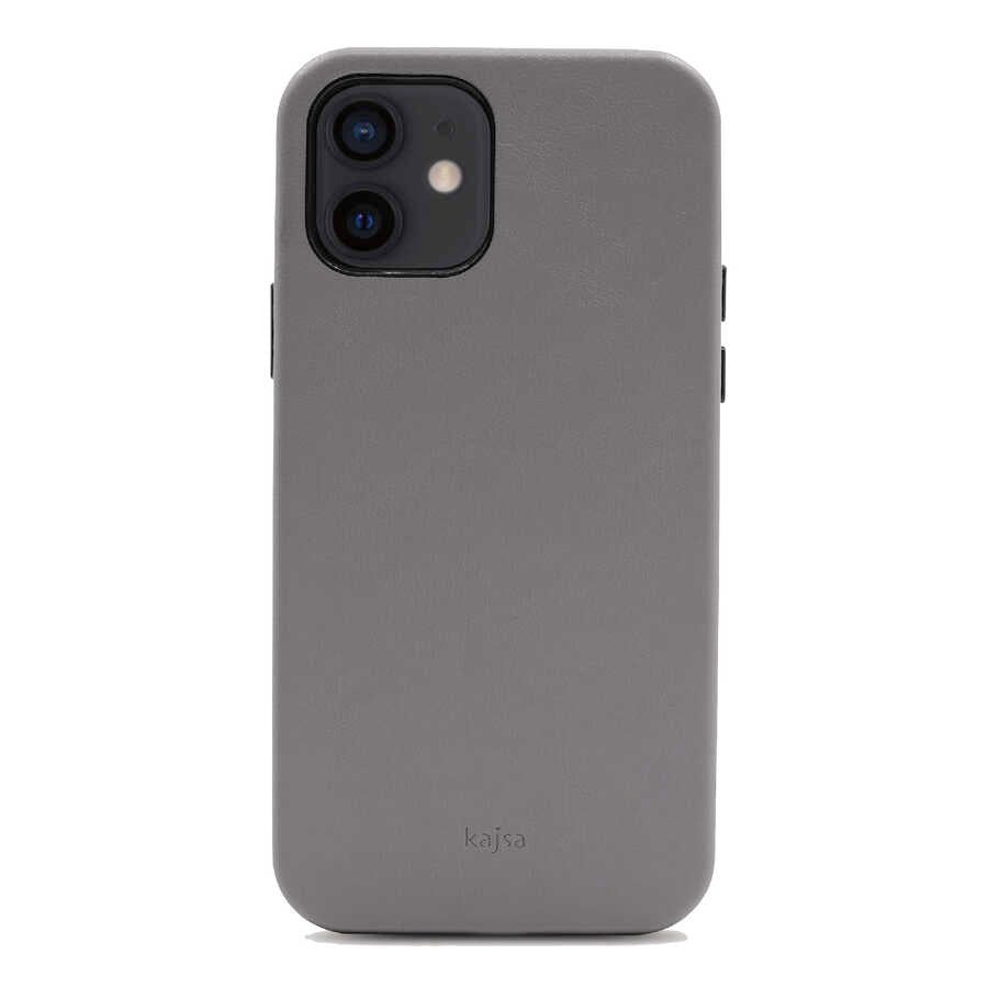 Apple iPhone 12 Case Kajsa Crazy Horse Cover Gray
