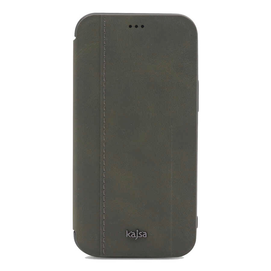 Apple iPhone 12 Case Kajsa Dale Series Parallel PU Folio Cover Green