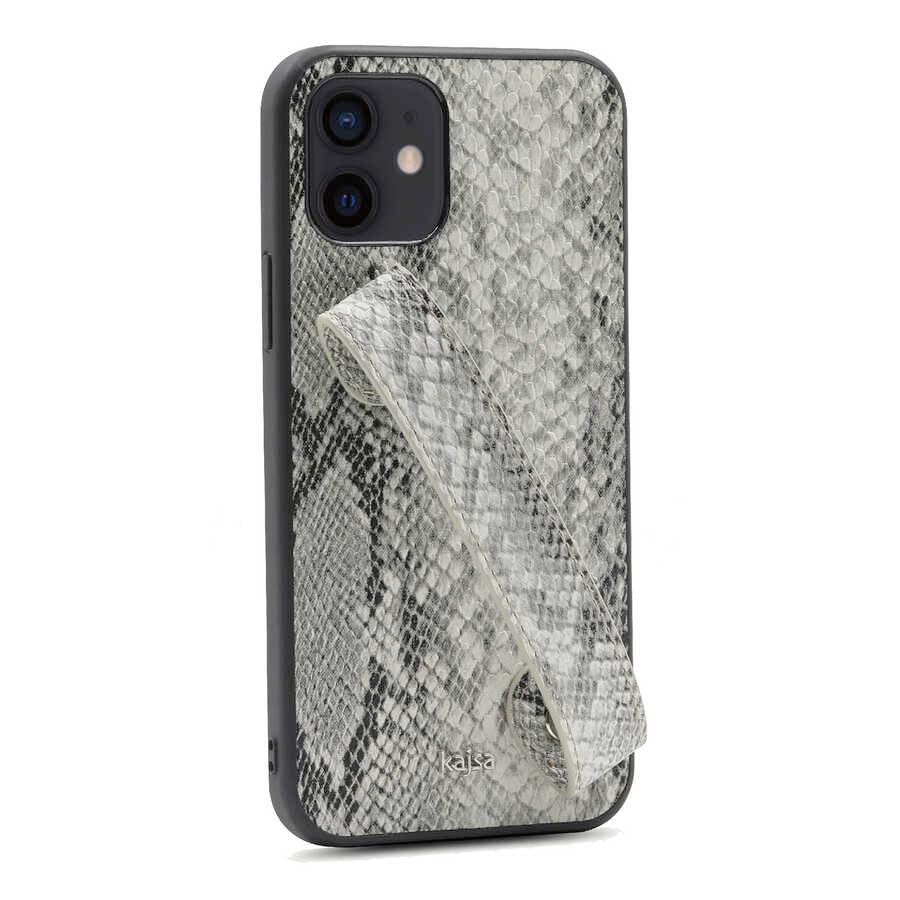 Apple iPhone 12 Case Kajsa Glamorous Series Snake Handstrap Cover Red