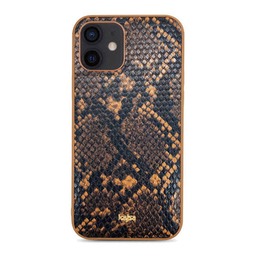 Apple iPhone 12 Kılıf Kajsa Glamorous Serisi Snake Pattern Kapak Mavi