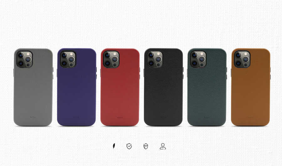 Apple iPhone 12 Case Kajsa Litchi Cover Red