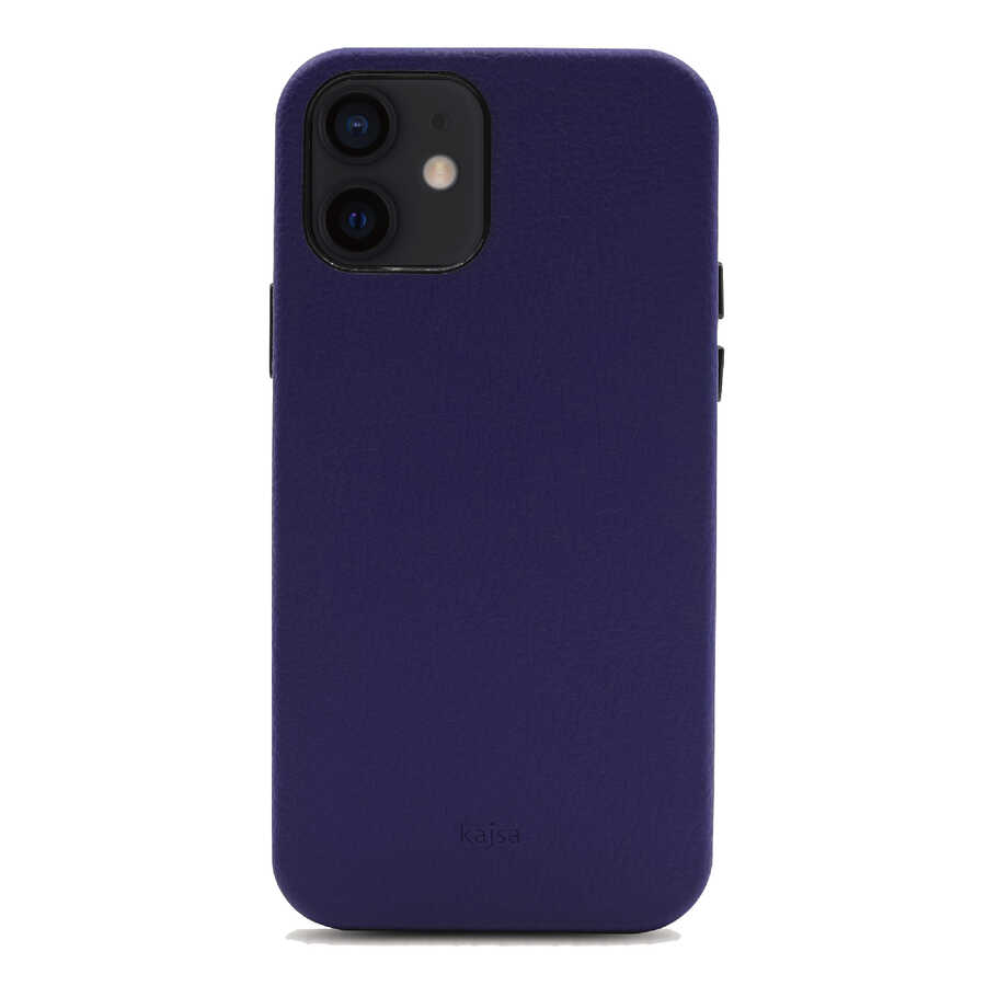 Apple iPhone 12 Case Kajsa Litchi Cover Blue